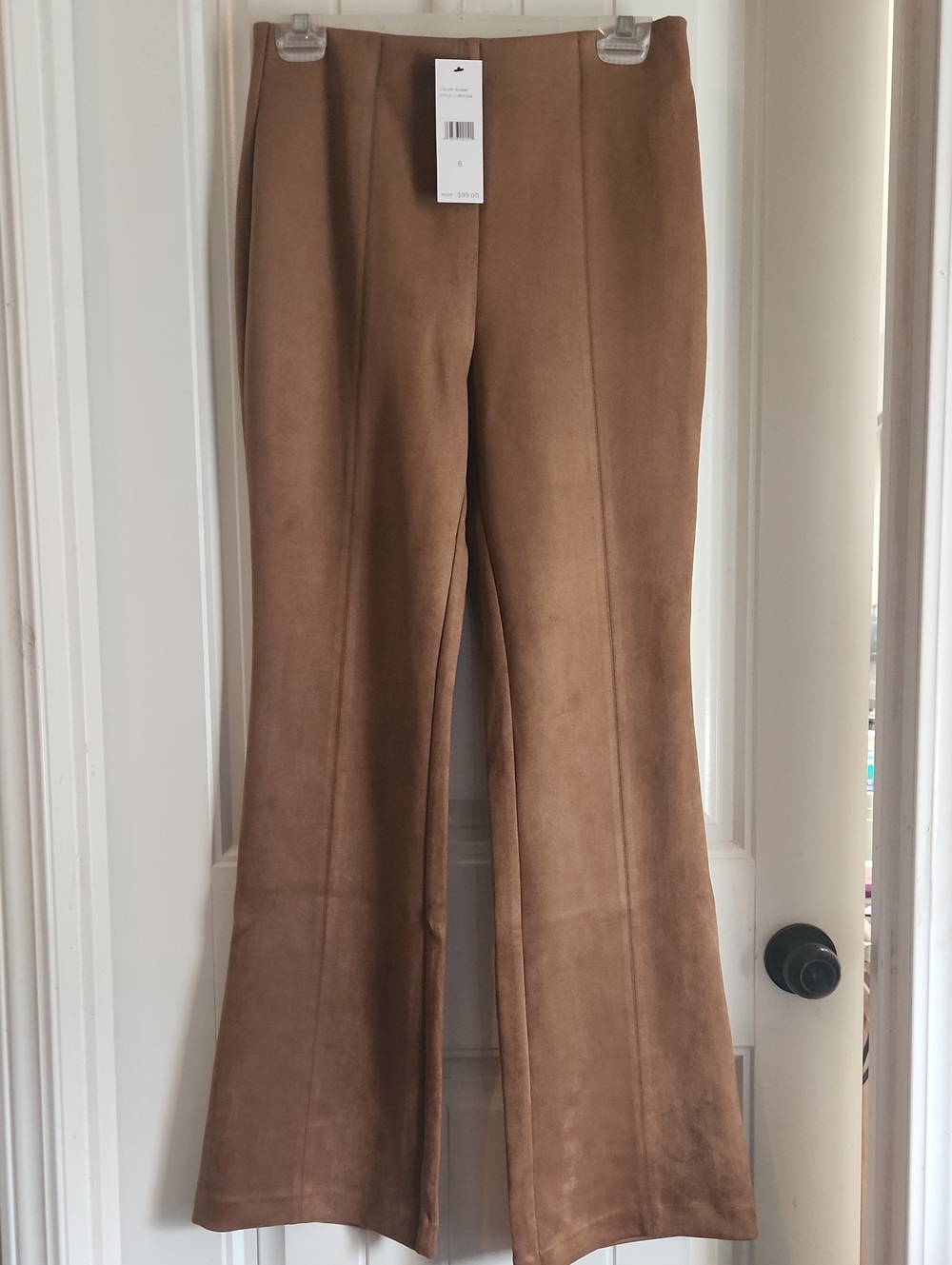 Laundry By Shelli Segal Brown Faux Suede Flared Pants